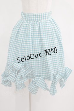 画像1: Jane Marple / ギンガムリボンスカート  ブルー H-25-10-14-038-JM-SK-KB-ZT260