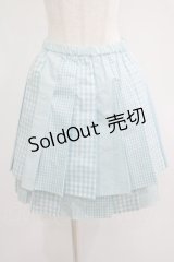 Jane Marple / ギンガム切替タックスカート  サックス H-25-07-04-015-JM-SK-KB-ZH
