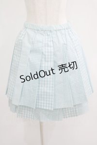 Jane Marple / ギンガム切替タックスカート  サックス H-25-07-04-015-JM-SK-KB-ZH