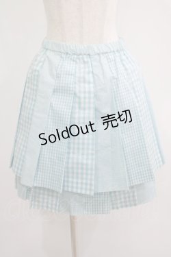 画像1: Jane Marple / ギンガム切替タックスカート  サックス H-25-07-04-015-JM-SK-KB-ZH