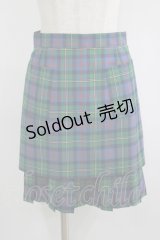 Jane Marple / フラップ付タータンチェックスカート  グリーン×ネイビー H-25-07-04-018-JM-SK-KB-ZH