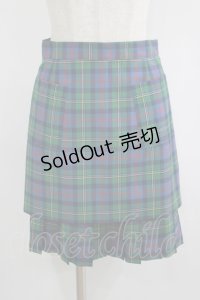 Jane Marple / フラップ付タータンチェックスカート  グリーン×ネイビー H-25-07-04-018-JM-SK-KB-ZH