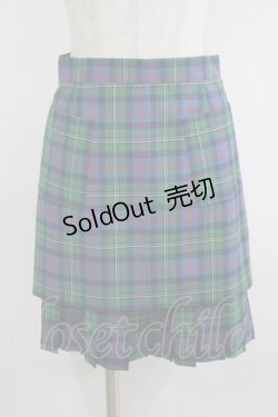 画像1: Jane Marple / フラップ付タータンチェックスカート  グリーン×ネイビー H-25-07-04-018-JM-SK-KB-ZH