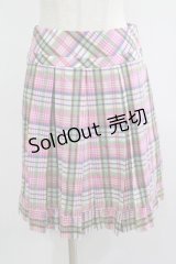 Jane Marple / マドラスチェックのタックフレアスカート  ピンク H-25-07-04-019-JM-SK-KB-ZH