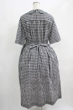 画像3: Jane Marple / シャーリングギンガムリボントリムドレス  ブラック H-25-07-05-003-JM-OP-KB-ZH