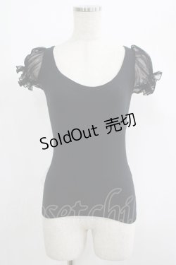 画像1: alice auaa / バック編上げパフ袖カットソー 3（約9号） ブラック×ドットチュール H-25-07-05-032-AA-TO-KB-ZH