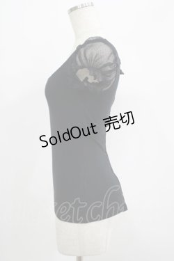 画像2: alice auaa / バック編上げパフ袖カットソー 3（約9号） ブラック×ドットチュール H-25-07-05-032-AA-TO-KB-ZH