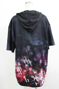 画像3: NieR Clothing / 総柄ZIP半袖パーカー F 黒 H-25-07-05-042-PU-TO-KB-ZH