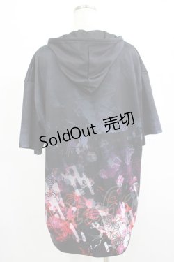 画像3: NieR Clothing / 総柄ZIP半袖パーカー F 黒 H-25-07-05-042-PU-TO-KB-ZH