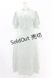 an another angelus / フロント開きドット柄フレアーワンピース S GREEN×WH H-25-07-05-1035-CA-OP-NS-ZH