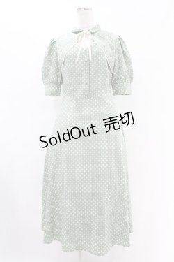 画像1: an another angelus / フロント開きドット柄フレアーワンピース S GREEN×WH H-25-07-05-1035-CA-OP-NS-ZH