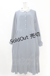 m petit by misako / レース襟プリーツワンピース 3L ブルー H-25-07-05-1036-LO-OP-NS-ZH