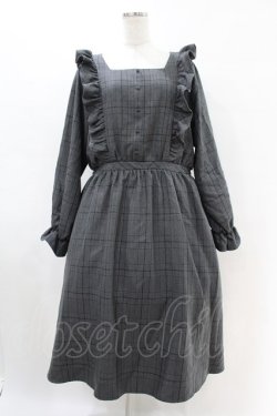 画像1: m petit by misako / チェック長袖ワンピース 3L グレー H-25-07-05-1037-LO-OP-NS-ZH