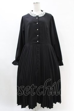 画像1: m petit by misako / レース襟プリーツワンピース 3L ブラック H-25-07-05-1038-LO-OP-NS-ZH
