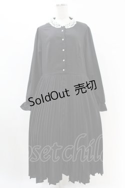 画像1: m petit by misako / レース襟プリーツワンピース 3L ブラック H-25-07-05-1038-LO-OP-NS-ZH