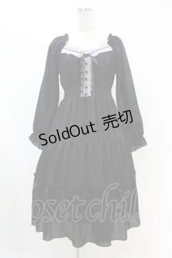 画像1: axes femme POETIQUE / オフショルティアード長袖ワンピース M ブラック H-25-07-05-1041-AX-OP-NS-ZH