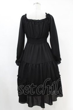 画像2: axes femme POETIQUE / オフショルティアード長袖ワンピース M ブラック H-25-07-05-1041-AX-OP-NS-ZH