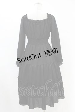 画像2: axes femme POETIQUE / オフショルティアード長袖ワンピース M ブラック H-25-07-05-1041-AX-OP-NS-ZH