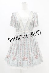axes femme / 花柄ワンピース M ミント H-25-07-05-1045-AX-OP-NS-ZH