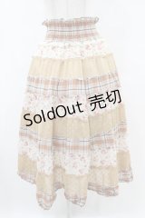 axes femme / チェック切替スカート M オレンジ/ベージュ H-25-07-05-1046-AX-SK-NS-ZH