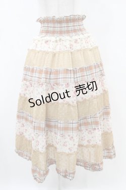 画像1: axes femme / チェック切替スカート M オレンジ/ベージュ H-25-07-05-1046-AX-SK-NS-ZH