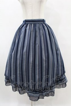 画像1: axes femme / マルチストライプイレヘムスカート M ネイビー H-25-07-05-1048-AX-SK-NS-ZH