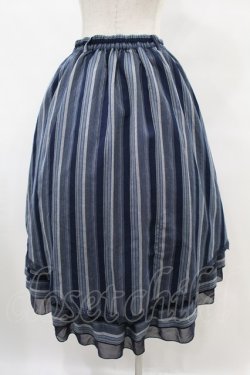 画像2: axes femme / マルチストライプイレヘムスカート M ネイビー H-25-07-05-1048-AX-SK-NS-ZH