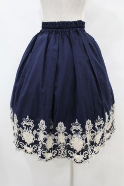画像2: axes femme / 裾刺繍スカート M ネイビー H-25-07-05-1049-AX-SK-NS-ZH