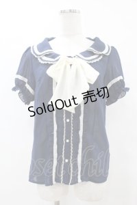 axes femme POETIQUE / ダブルカラーシフォンブラウス M ネイビー H-25-07-05-1058-AX-BL-NS-ZH