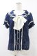 画像1: axes femme POETIQUE / ダブルカラーシフォンブラウス M ネイビー H-25-07-05-1058-AX-BL-NS-ZH (1)