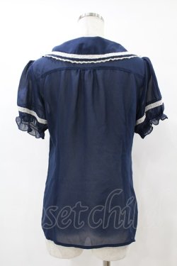 画像2: axes femme POETIQUE / ダブルカラーシフォンブラウス M ネイビー H-25-07-05-1058-AX-BL-NS-ZH