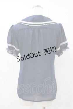 画像2: axes femme POETIQUE / ダブルカラーシフォンブラウス M ネイビー H-25-07-05-1058-AX-BL-NS-ZH