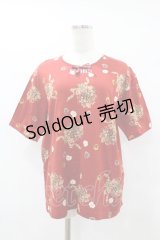 PINK HOUSE / パンジープリントTシャツ L レッド H-25-07-05-1061-LO-TS-NS-ZH