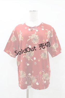画像1: PINK HOUSE / パンジープリントTシャツ L レッド H-25-07-05-1061-LO-TS-NS-ZH