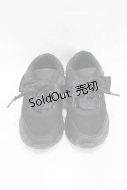 画像1: m petit by misako / リボンレース スニーカー LL ブラック H-25-07-05-1002-LO-SH-NS-ZH