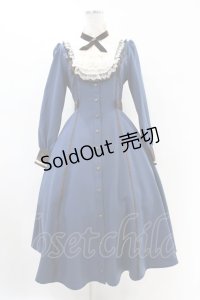 Innocent World / フルールバッスルドレス(長袖) M ブルー×ショコラ/Blue×Chocolat H-25-07-05-1026-IW-OP-NS-ZH