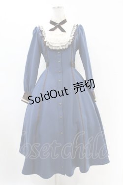 画像1: Innocent World / フルールバッスルドレス(長袖) M ブルー×ショコラ/Blue×Chocolat H-25-07-05-1026-IW-OP-NS-ZH