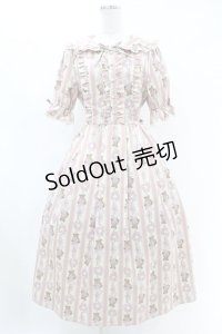 axes femme kawaii / RosyBear柄ワンピース M アイボリー H-25-07-05-1029-AX-OP-NS-ZH
