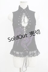 Qutie Frash / ハイネックノースリーブトップス  黒×紫 H-25-07-05-059-QU-TO-KB-ZH