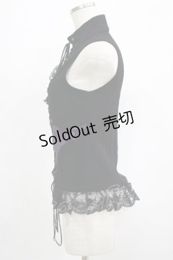 画像2: Qutie Frash / ハイネックノースリーブトップス  黒×紫 H-25-07-05-059-QU-TO-KB-ZH
