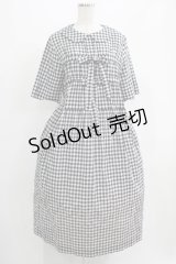 Jane Marple / シャーリングギンガムリボントリムドレス  ブラック H-25-07-05-003-JM-OP-KB-ZH