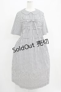 Jane Marple / シャーリングギンガムリボントリムドレス  ブラック H-25-07-05-003-JM-OP-KB-ZH