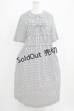 画像1: Jane Marple / シャーリングギンガムリボントリムドレス  ブラック H-25-07-05-003-JM-OP-KB-ZH