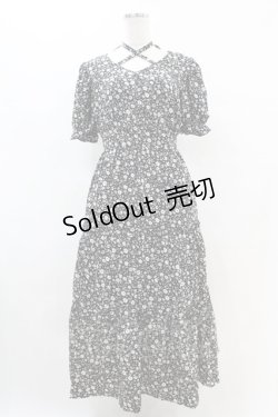 画像1: DearMyLoveRose / クロスホルターティアードワンピース M ブラック H-25-07-06-1040-EL-OP-NS-ZH