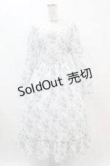 Kurumi Collaboration / 花柄クラシカルワンピース L 白 H-25-07-06-1044-0-OP-NS-ZH