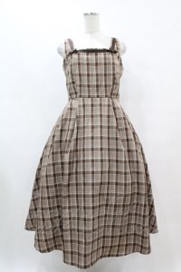m petit by misako / AMCHKスクエアネックジャンパースカート L ブラウン H-25-07-06-1046-LO-OP-NS-ZH