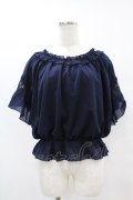 axes femme / シフォントップス M ネイビー H-25-07-06-1059-AX-BL-NS-ZH