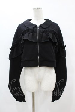画像1: DearMyLoveRose / ヨークレースフリルショートブルゾン L~LL ブラック H-25-07-06-1060-EL-TO-NS-ZH