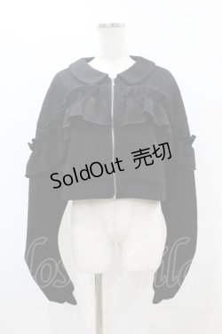 画像1: DearMyLoveRose / ヨークレースフリルショートブルゾン L~LL ブラック H-25-07-06-1060-EL-TO-NS-ZH