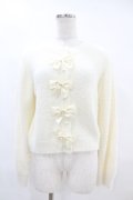 m petit by misako / NINA'Sコラボリボンニットカーディガン M オフ H-25-07-06-1067-LO-TO-NS-ZH